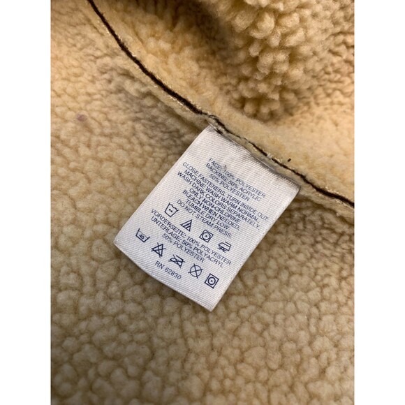 Lands End Vest Womens S/P (6-8) Sherpa Shearling Lined Vegan Faux Suede Zip-Up - Picture 8 of 9